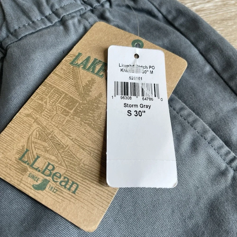LL Bean Pants Mens 30x29 Lakewashed Standard Fit Straight Gray Khaki Lot Of 2